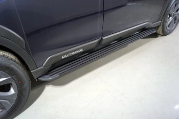 21 349 р. Пороги алюминиевые Slim Line ТСС Тюнинг  Subaru Outback  BT (2019-2024) универсал (Black)  с доставкой в г. Екатеринбург. Увеличить фотографию 1