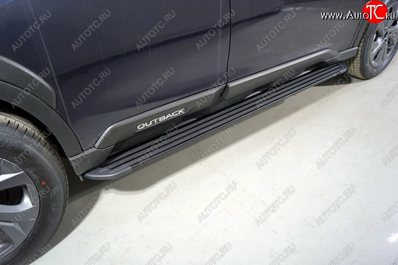 21 349 р. Пороги алюминиевые Slim Line ТСС Тюнинг  Subaru Outback  BT (2019-2024) универсал (Black)  с доставкой в г. Екатеринбург