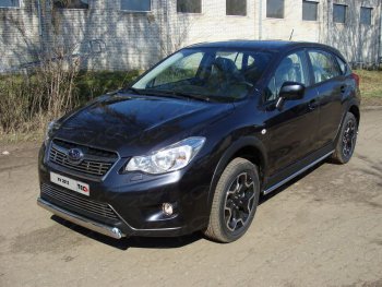 9 749 р. Защита переднего бампера нижняя овальная 75х42 мм ТСС Тюнинг Subaru XV GP/G33 дорестайлинг (2012-2016) (нержавейка)  с доставкой в г. Екатеринбург. Увеличить фотографию 1