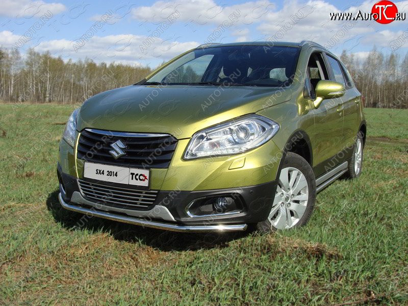 14 999 р. Защита переднего бампера нижняя d42,4 мм ТСС Тюнинг  Suzuki SX4  JYB, JYA (2013-2016) хэтчбэк дорестайлинг (нержавейка)  с доставкой в г. Екатеринбург