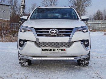 Защита переднего бампера нижняя с ДХО 76,1 мм ТСС Тюнинг Toyota (Тойота) Fortuner (Фортунер)  AN160 (2015-2020) AN160 дорестайлинг  (нержавейка)