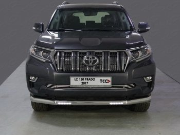 40 649 р. Защита переднего бампера нижняя с ДХО 76,1 мм ТСС Тюнинг  Toyota Land Cruiser Prado  J150 (2017-2020) 2-ой рестайлинг (нержавейка)  с доставкой в г. Екатеринбург. Увеличить фотографию 1