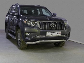 Защита переднего бампера волна d76,1 мм ТСС Тюнинг Toyota (Тойота) Land Cruiser Prado (Лэнд)  J150 (2017-2020) J150 2-ой рестайлинг  (нержавейка)