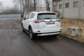 Защита задняя (центральная, нержавейка d75*42 мм) ТСС Тюнинг Toyota RAV4 XA40 5 дв. рестайлинг (2015-2019)