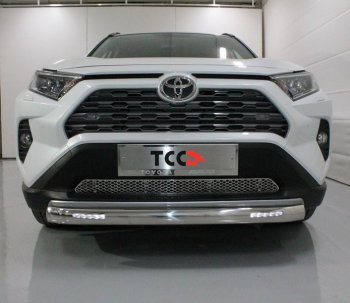 Защита переднего бампера овальная с ДХО 75х42 мм ТСС Тюнинг Toyota RAV4 XA50 5 дв. дорестайлинг (2018-2024)  (нержавейка)