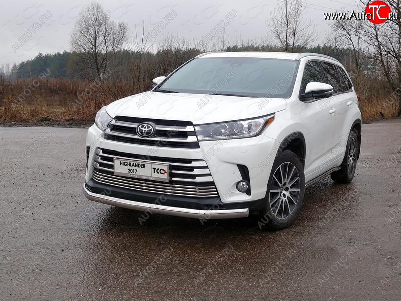 26 999 р. Защита переднего бампера овальная 75х42 мм ТСС Тюнинг Toyota Highlander XU50 рестайлинг (2016-2020) (нержавейка)  с доставкой в г. Екатеринбург