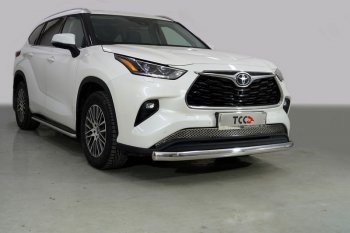 Защита переднего бампера нижняя овальная 75х42 мм ТСС Тюнинг Toyota Highlander XU70 (2020-2024)  (нержавейка)