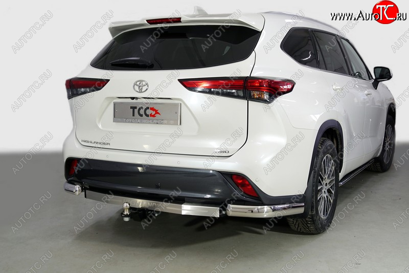 22 949 р. Защита задняя (уголки овальные 75х42 мм) ТСС Тюнинг  Toyota Highlander  XU70 (2020-2024) (уголки овальные)  с доставкой в г. Екатеринбург