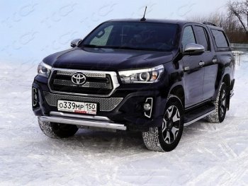 20 499 р. Защита переднего бампера нижняя 76,1 мм ТСС Тюнинг Toyota Hilux AN120 дорестайлинг (2016-2020) (нержавейка)  с доставкой в г. Екатеринбург. Увеличить фотографию 1