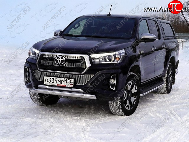 20 499 р. Защита переднего бампера нижняя 76,1 мм ТСС Тюнинг Toyota Hilux AN120 дорестайлинг (2016-2020) (нержавейка)  с доставкой в г. Екатеринбург