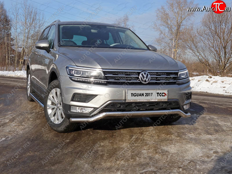 17 999 р. Защита переднего бампера нижняя d60,3 мм ТСС Тюнинг Volkswagen Tiguan Mk2 дорестайлинг (2016-2020) (нержавейка)  с доставкой в г. Екатеринбург