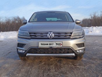 Защита передняя нижняя овальная короткая 75х42 мм ТСС Тюнинг Volkswagen Tiguan Mk2 дорестайлинг (2016-2020)