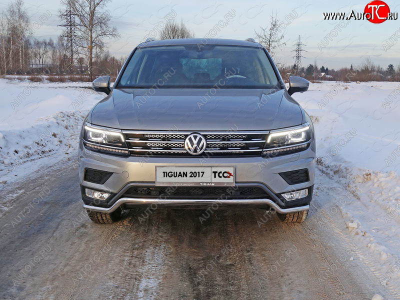 16 549 р. Защита переднего бампера нижняя d42,4 мм ТСС Тюнинг Volkswagen Tiguan Mk2 дорестайлинг (2016-2020) (нержавейка)  с доставкой в г. Екатеринбург