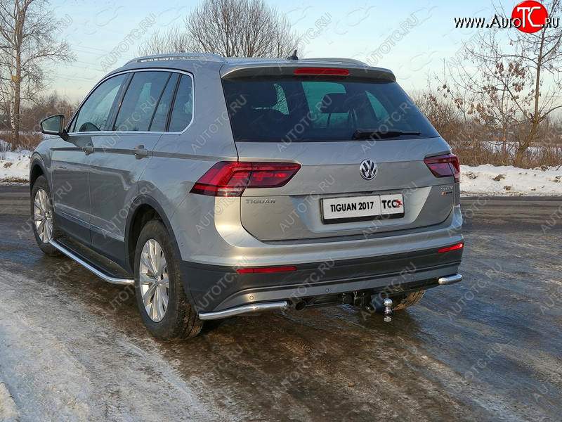 13 399 р. Защита заднего бампера (уголки, d42,4 мм) TCC  Volkswagen Tiguan  Mk2 (2016-2020) дорестайлинг  с доставкой в г. Екатеринбург