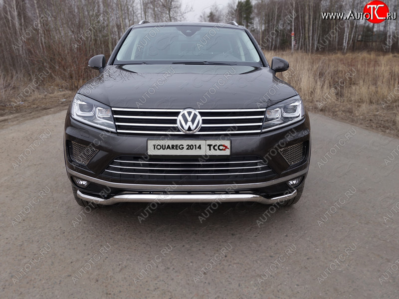 26 699 р. Защита передняя нижняя кенгурин 60,3 мм ТСС Тюнинг Volkswagen Touareg NF рестайлинг (2014-2018) (нержавейка)  с доставкой в г. Екатеринбург