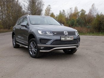 Защита передняя нижняя кенгурин 60,3 мм R-Line ТСС Тюнинг Volkswagen Touareg NF рестайлинг (2014-2018)  (нержавейка)