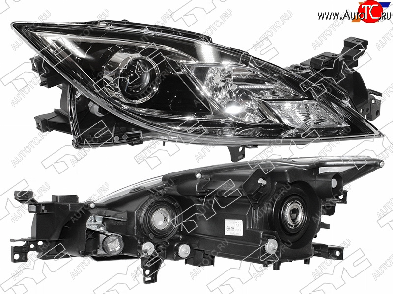 15 699 р. Фара правая (черная, под электрокорректор, Евросвет) TYC Mazda 6 GH дорестайлинг лифтбэк (2007-2010)  с доставкой в г. Екатеринбург