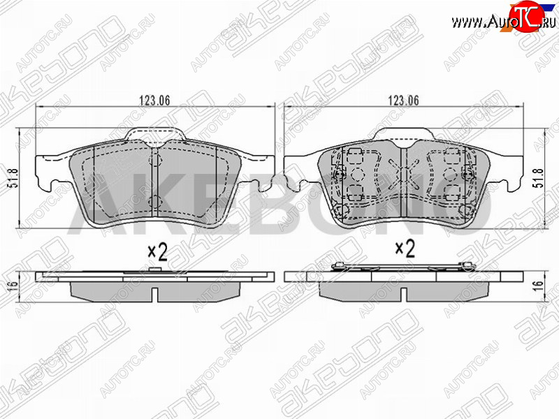 2 459 р. Колодки тормозные задние RH-LH SAT  Ford Focus (2,  3,  CEW), Mazda 3/Axela (BK,  BL)  с доставкой в г. Екатеринбург