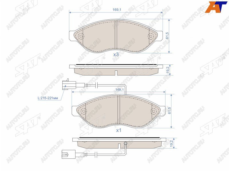 2 069 р. Колодки тормозные перед FL-FR SAT CITROEN Jumper 250 (2006-2014)  с доставкой в г. Екатеринбург