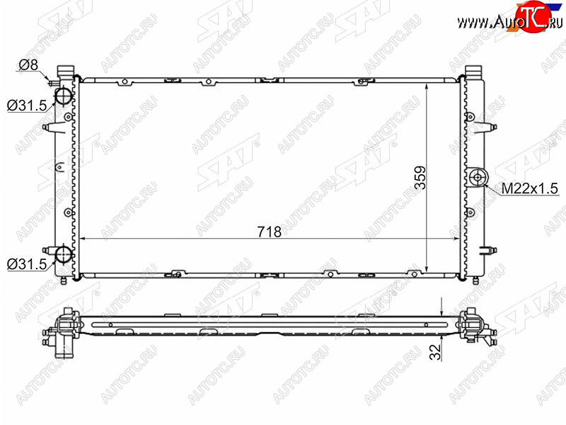 4 899 р. Радиатор охлаждающей жидкости SAT   Volkswagen Caravelle  T4 - Transporter  T4  с доставкой в г. Екатеринбург