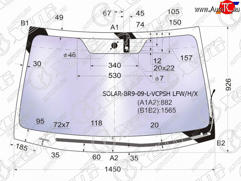 26 449 р. Стекло лобовое (Атермальное Обогрев щеток Датчик дождя) XYG  Subaru Legacy ( BM/B14,  BM,B14) - Outback ( BR/B14,  BR,)  с доставкой в г. Екатеринбург