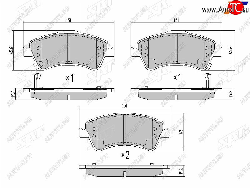 1 379 р. Колодки тормозные передние FR-FL SAT Toyota Avensis T270 седан дорестайлинг (2008-2011)  с доставкой в г. Екатеринбург