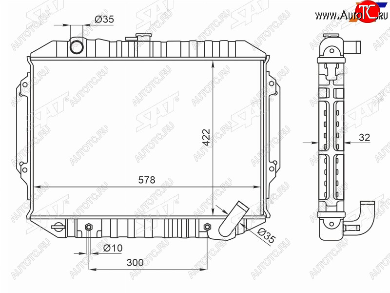 10 299 р. Радиатор охлаждающей жидкости SAT Mitsubishi Pajero 2 V30/V40 5 дв. дорестайлинг (1991-1997)  с доставкой в г. Екатеринбург