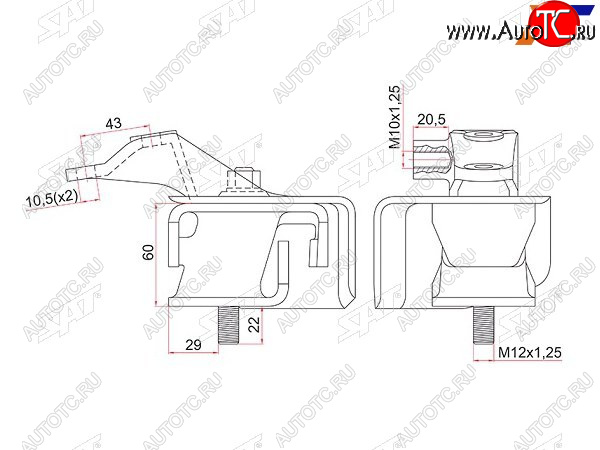 2 569 р. Опора двигателя KR42 LH SAT Toyota Town Ace 3 (1996-2008)  с доставкой в г. Екатеринбург