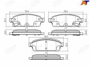 889 р. Колодки тормозные задние RH-LH SAT  Chevrolet Cruze ( J300,  J305,  J308) (2009-2015) седан дорестайлинг, хэтчбек дорестайлинг, седан рестайлинг, универсал рестайлинг, хэтчбек рестайлинг  с доставкой в г. Екатеринбург. Увеличить фотографию 1