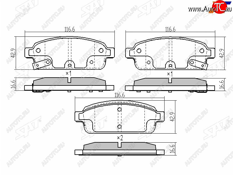 889 р. Колодки тормозные задние RH-LH SAT  Chevrolet Cruze ( J300,  J305,  J308) (2009-2015) седан дорестайлинг, хэтчбек дорестайлинг, седан рестайлинг, универсал рестайлинг, хэтчбек рестайлинг  с доставкой в г. Екатеринбург