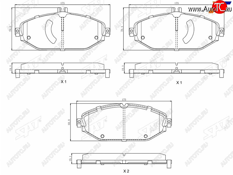 1 859 р. Колодки тормозные перед FL-FR SAT  Mercedes-Benz C-Class  W205 - E-Class  S213  с доставкой в г. Екатеринбург