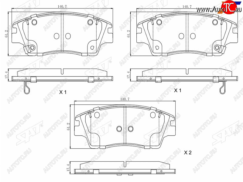 1 299 р. Колодки тормозные FR SAT   Hyundai IX35 ( LM,  NU) (2013-2024), Hyundai Tucson ( TL,  NX4) (2015-2022), KIA Sportage ( 4 QL,  5 NQ5) (2016-2024)  с доставкой в г. Екатеринбург