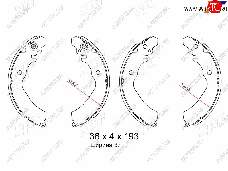 1 199 р. Колодки тормозные барабанные задние RH-LH SAT  Mitsubishi Carisma - Lancer ( 7,  8)  с доставкой в г. Екатеринбург