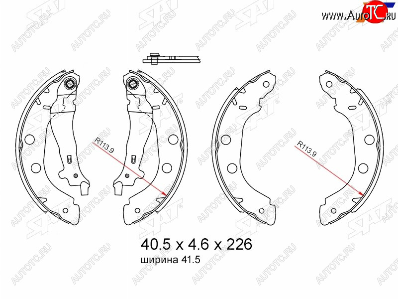 1 559 р. Колодки тормозные барабанные задние RH-LH SAT  Nissan Primera  2 седан (1999-2002), Renault Kangoo ( KC,  KW0) (1997-2016)  с доставкой в г. Екатеринбург