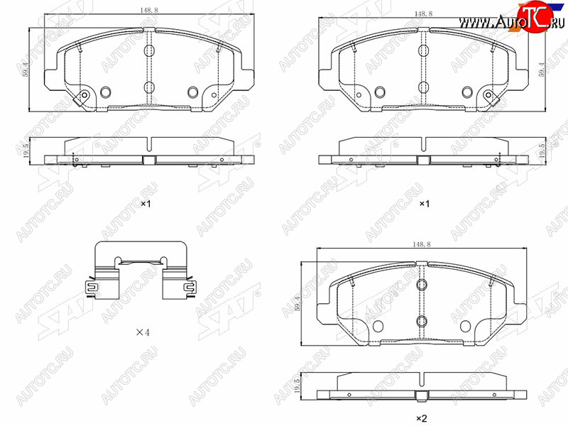 2 089 р. Колодки тормозные передние FR-FL SAT  Hyundai I30 3 PD универсал (2017-2020)  с доставкой в г. Екатеринбург