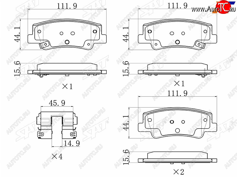 1 169 р. Колодки тормозные задние LH-RH SAT Hyundai Sonata DN8 (2019-2022)  с доставкой в г. Екатеринбург