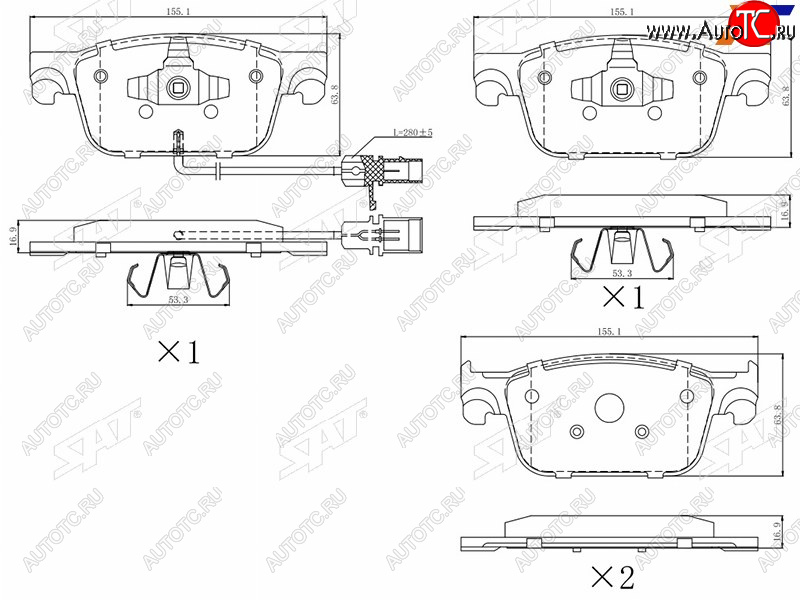 1 439 р. Колодки тормозные перед FL-FR SAT  Audi A4 ( B8,  B9) - S5  8T  с доставкой в г. Екатеринбург