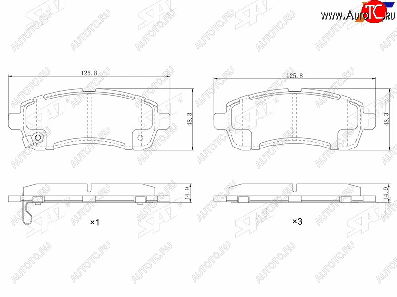 1 199 р. Колодки тормозные перед FL-FR SAT  Mazda 2/Demio  DE (2007-2014) дорестайлинг, рестайлинг  с доставкой в г. Екатеринбург