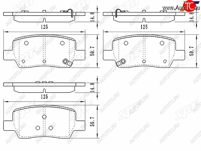 1 199 р. Колодки тормозные задние RH-LH SAT  Hyundai Santa Fe  TM (2018-2022), KIA Sorento  MQ4 (2020-2022)  с доставкой в г. Екатеринбург