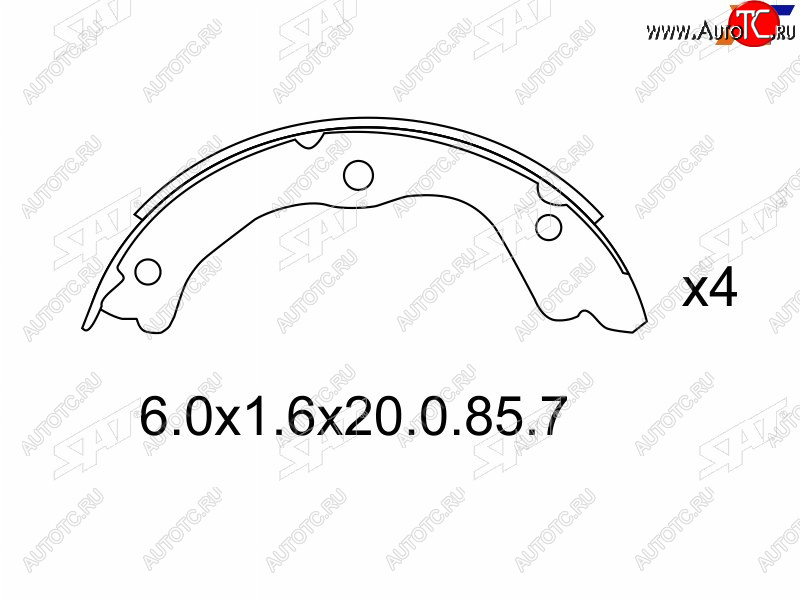 1 389 р. Колодки барабанные задние RH-LH SAT Nissan X-trail 1 T30 дорестайлинг (2000-2003)  с доставкой в г. Екатеринбург