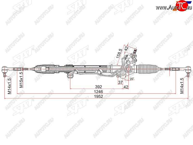 13 749 р. Рейка рулевая LHD SAT Toyota Land Cruiser Prado J120 (2002-2009)  с доставкой в г. Екатеринбург