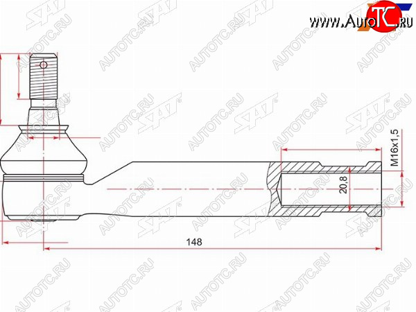 579 р. Наконечник рулевой LH=RH SAT  Toyota Avensis ( T250 седан,  T250 универсал) - Corolla Verso  AR10  с доставкой в г. Екатеринбург