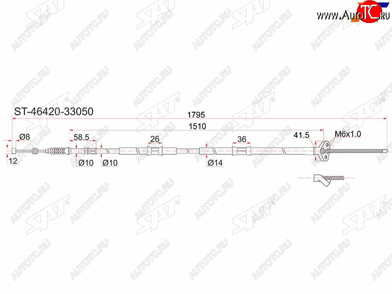 1 359 р. Трос ручника RH 2WD SAT  Toyota Camry Gracia  XV20 (1996-2001) седан, универсал  с доставкой в г. Екатеринбург