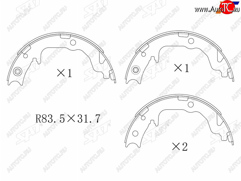 1 849 р. Колодки барабанные задние RH-LH SAT Mitsubishi ASX дорестайлинг (2010-2012)  с доставкой в г. Екатеринбург