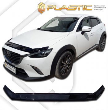 1 839 р. Дефлектор капота CA-Plastic  Mazda CX-3  DK (2014-2024) дорестайлинг, рестайлинг (classic черный, без надписи)  с доставкой в г. Екатеринбург. Увеличить фотографию 1