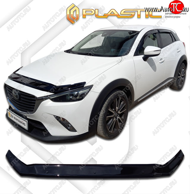 1 839 р. Дефлектор капота CA-Plastic  Mazda CX-3  DK (2014-2024) дорестайлинг, рестайлинг (classic черный, без надписи)  с доставкой в г. Екатеринбург