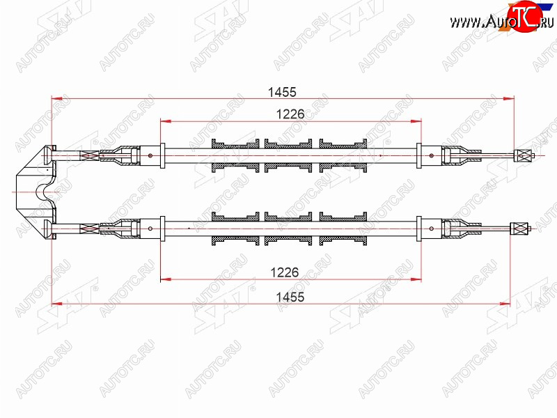 1 599 р. Трос ручного тормоза LH-RH SAT  Opel Vectra  B (1995-2003) седан дорестайлинг, универсал дорестайлинг , седан рестайлинг  с доставкой в г. Екатеринбург