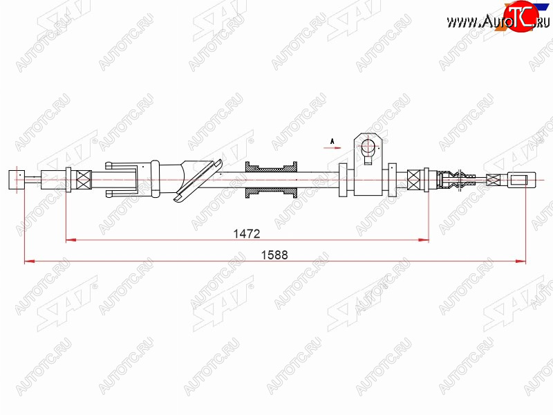 1 169 р. Трос ручного тормоза LH SAT  Mitsubishi Carisma - Lancer ( 8,  9)  с доставкой в г. Екатеринбург