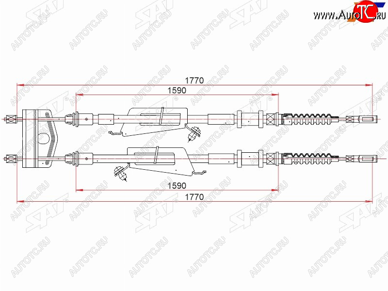 1 869 р. Трос ручного тормоза LH-RH SAT  Ford C-max  Mk1 - Focus  1  с доставкой в г. Екатеринбург