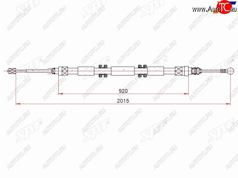 829 р. Трос ручного тормоза LH-RH SAT Renault Kangoo KW0 дорестайлинг (2008-2013)  с доставкой в г. Екатеринбург